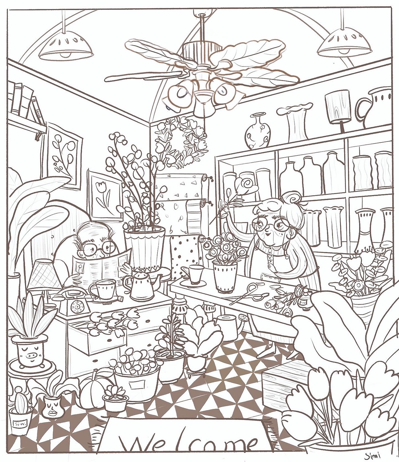老爷爷老奶奶花店|插画|儿童插画|simi_ya_原创作品-站酷zcool