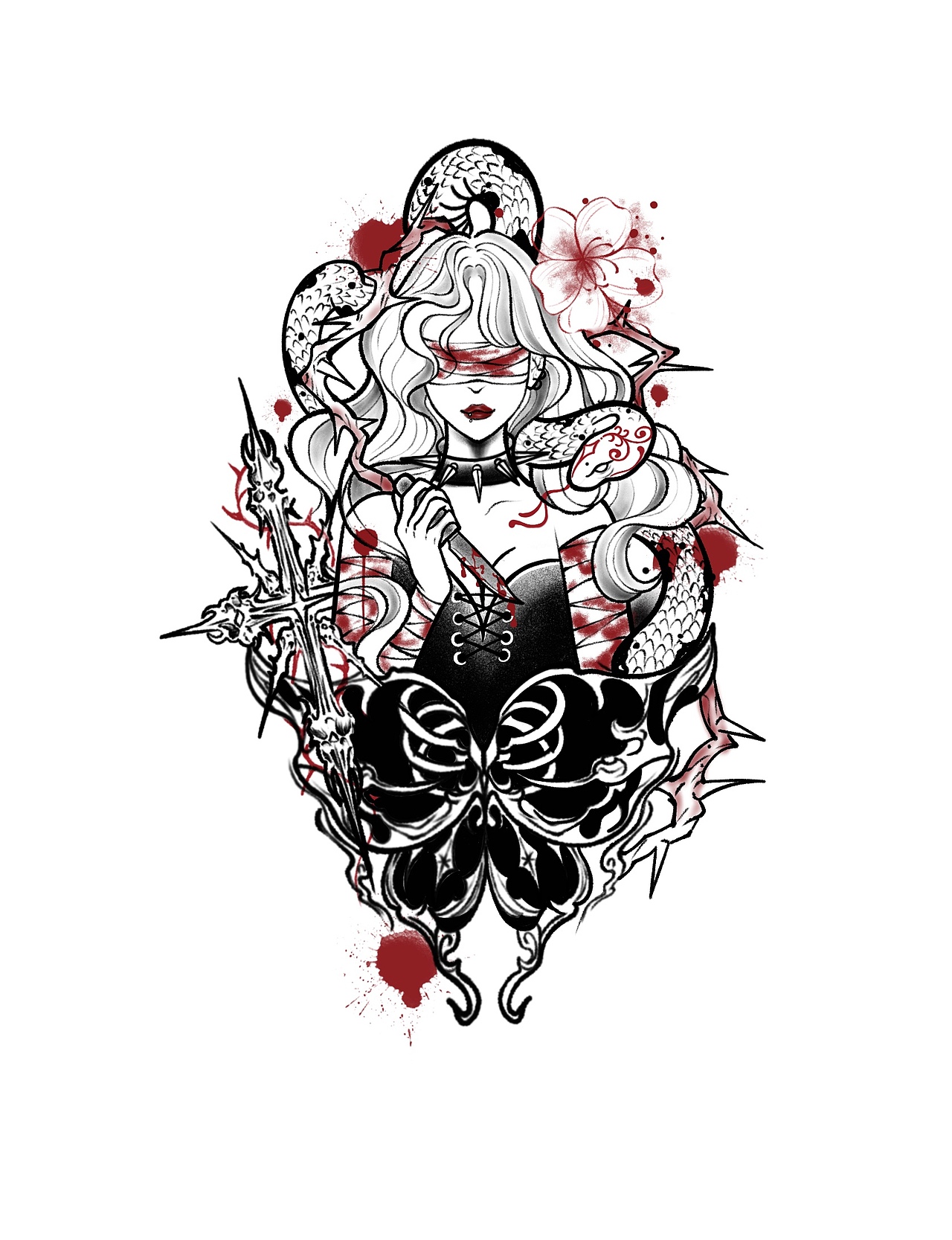 黑暗蛇姬三纹身手稿