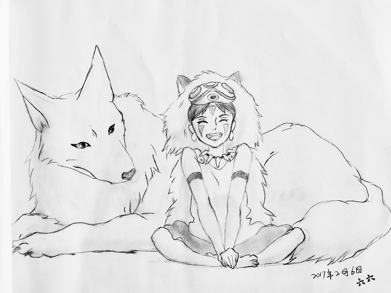 宫崎骏动漫手绘黑白图片