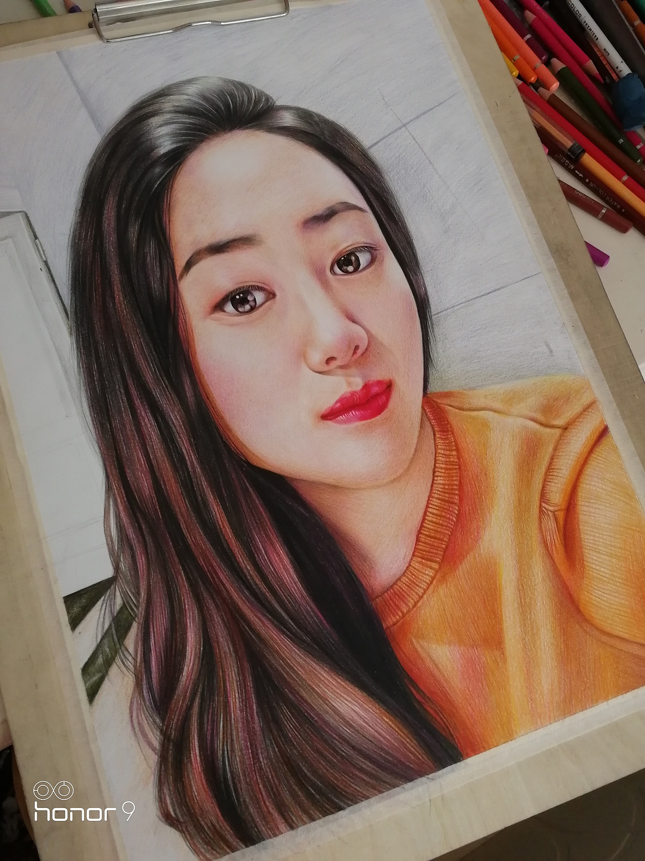 彩铅人像女士彩铅画像彩铅人物