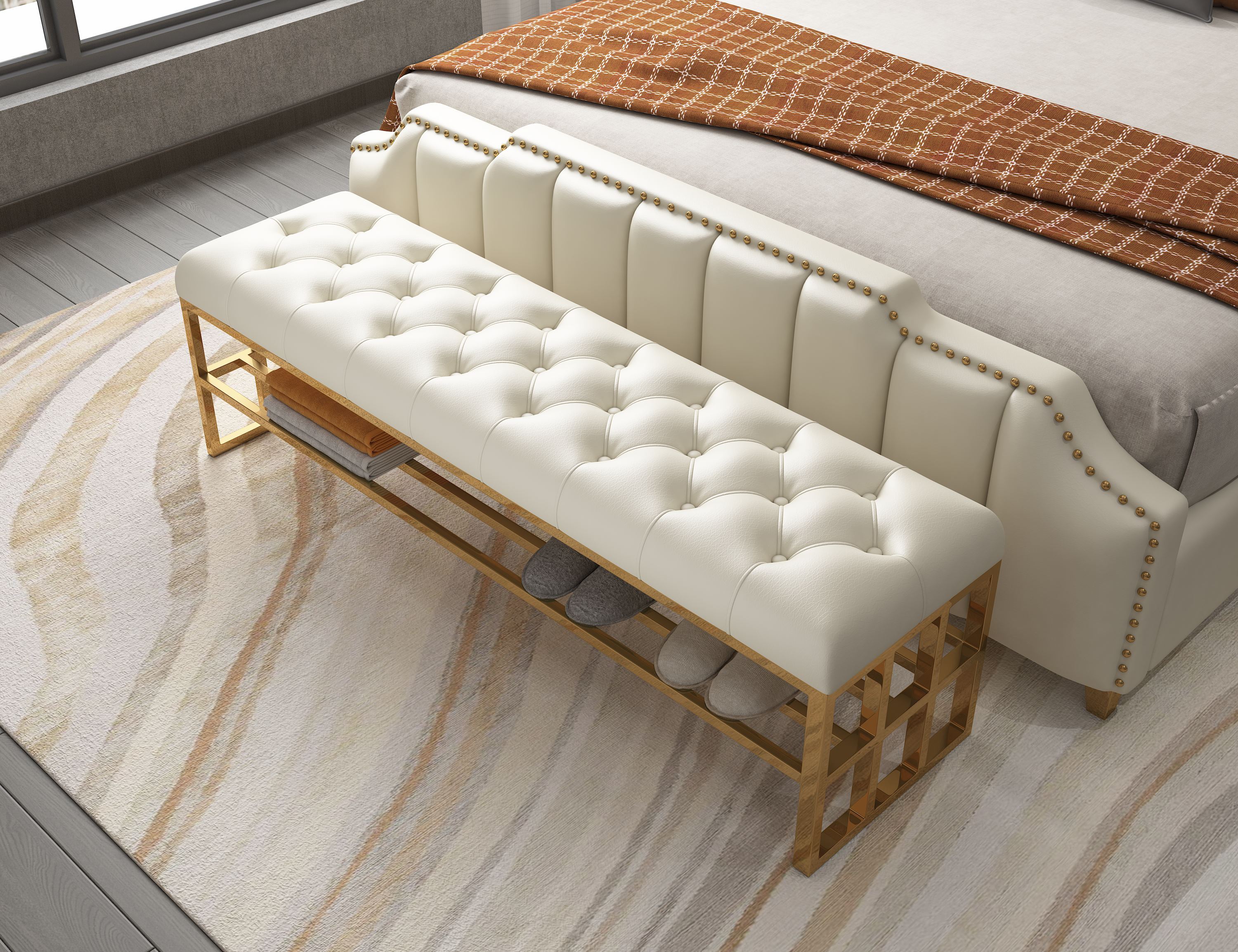 床尾凳卧室效果图|三维|其他三维|绘梵空间设计 - 原创作品 - 站酷 (ZCOOL)