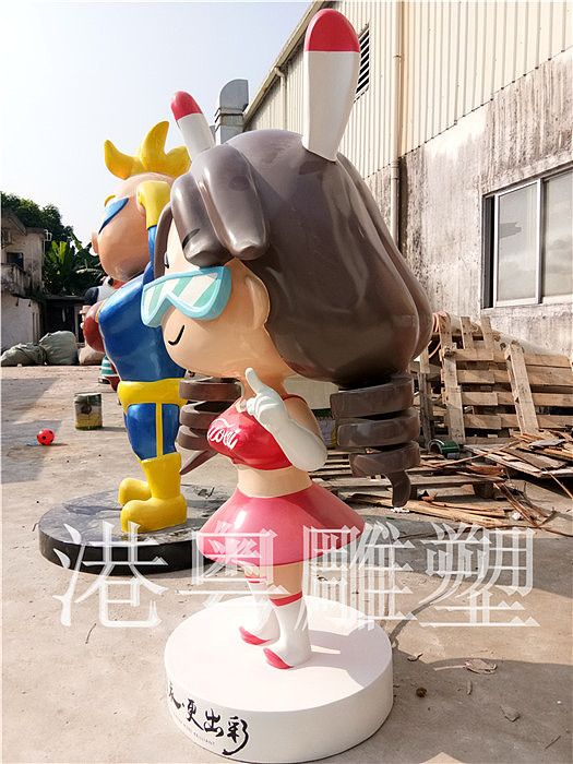 定做品牌衣服店代言卡通女孩雕塑 玻璃钢迎宾公仔摆件