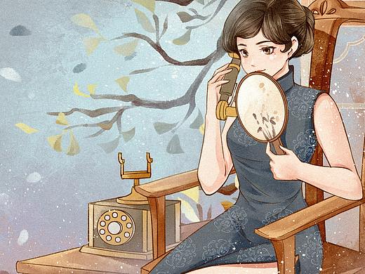 民国旗袍(个人主页-ZNDgzNjEyOTY=) - 商业插画 - 站酷设计师有肺无心原创素材 - 站酷ZCOOL