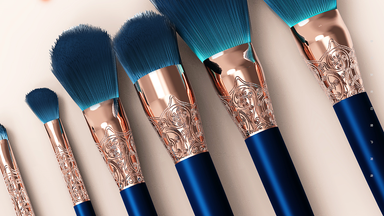 跨界新文创江阴博物馆桃形金簪化妆刷设计