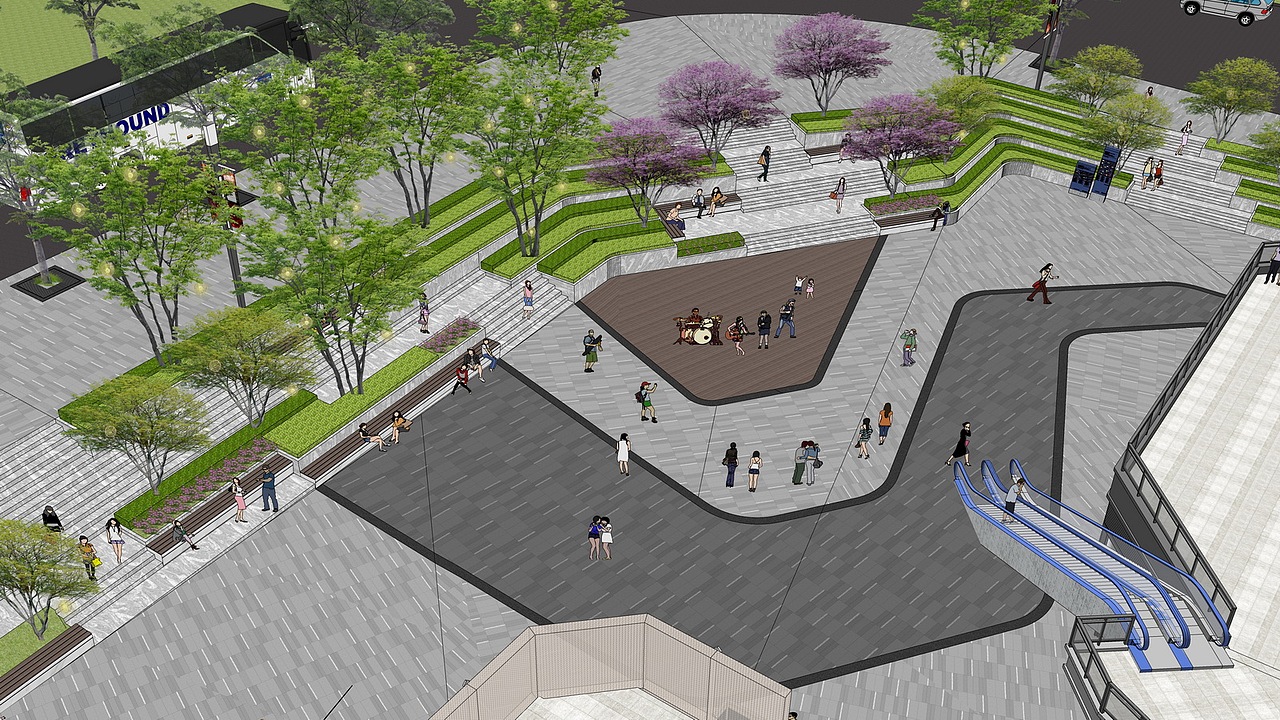 观山御璟商业街景观SU模型下载