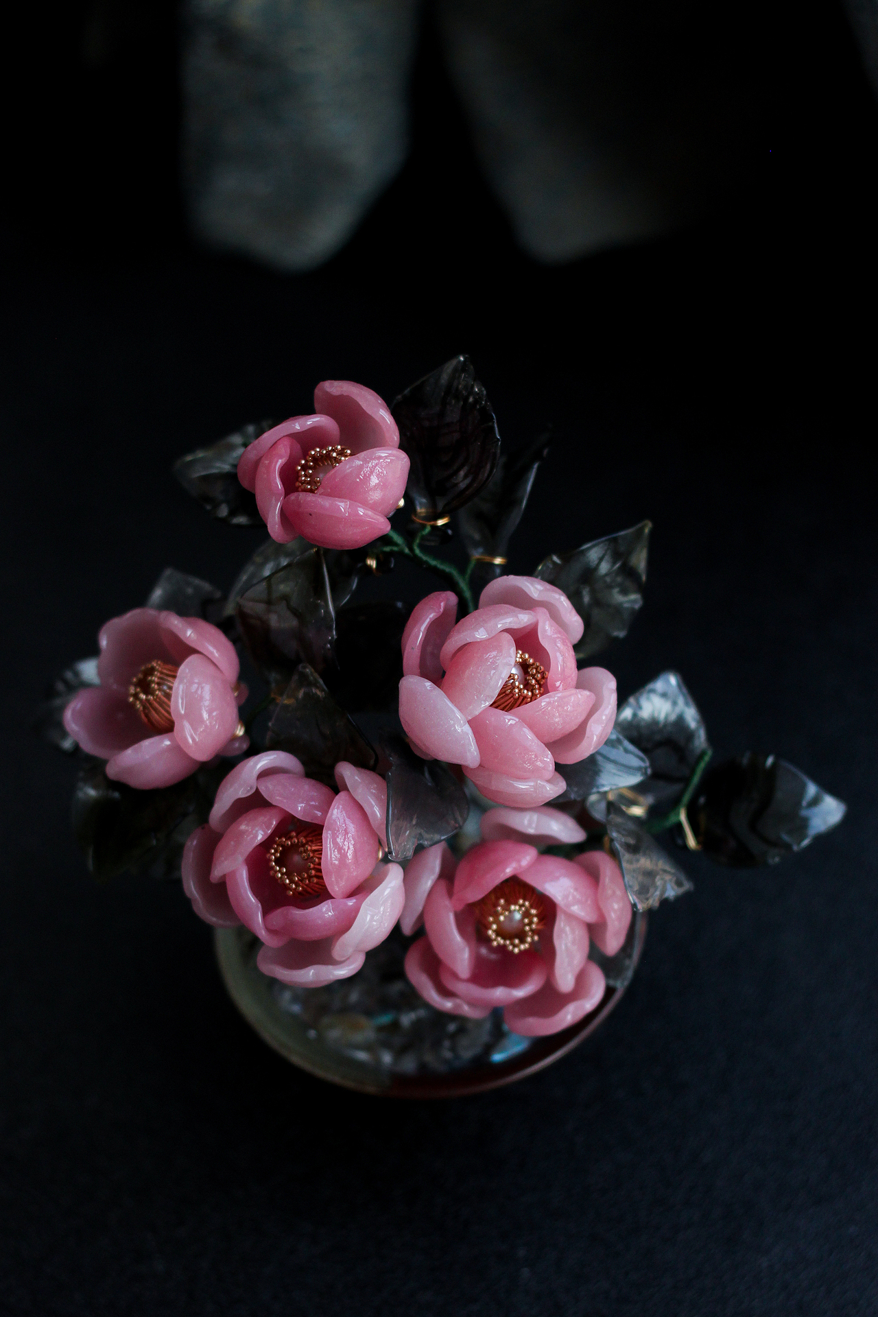 料器花——几盆桌面小摆设