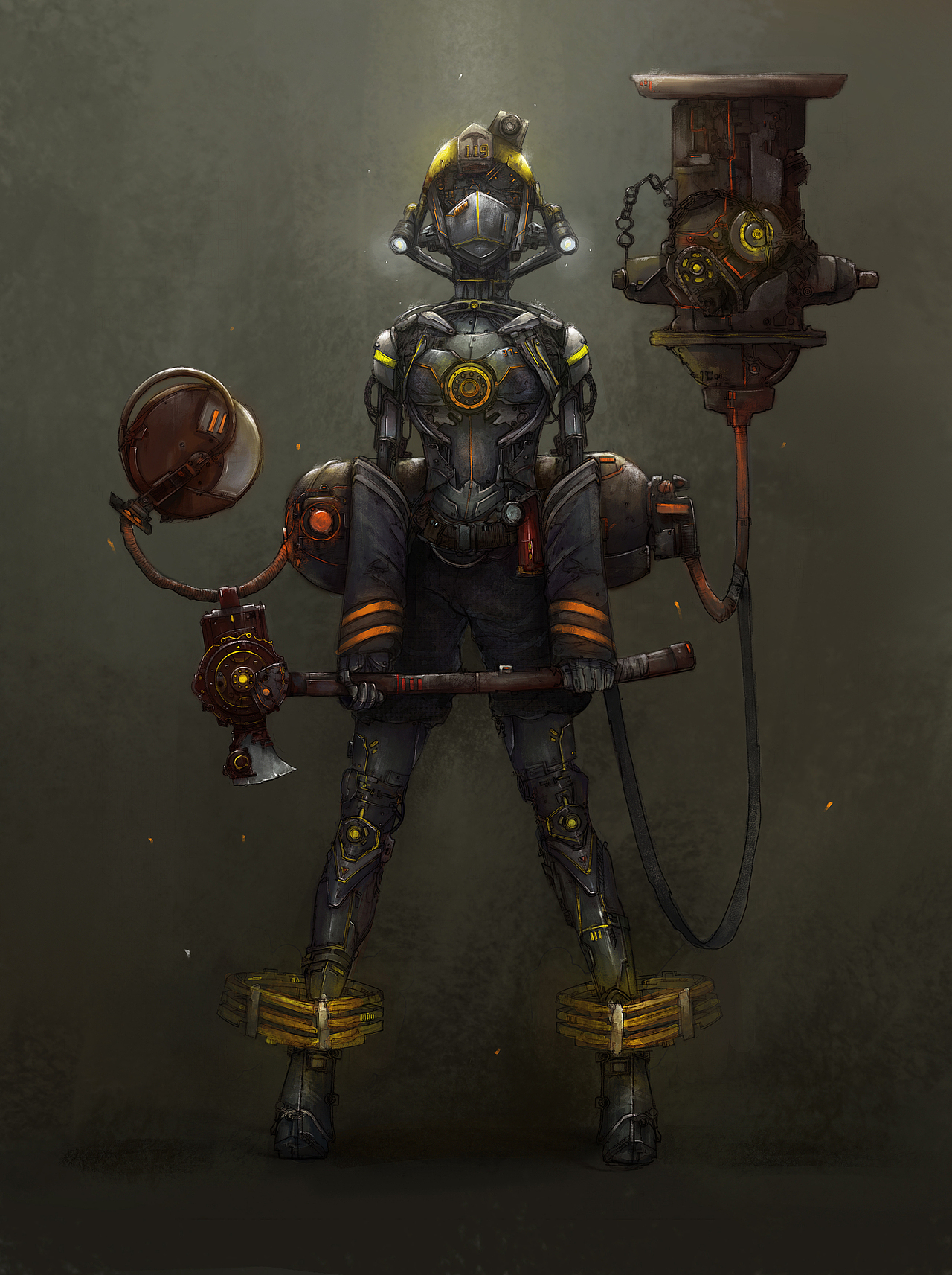 科幻机器人消防人物设计