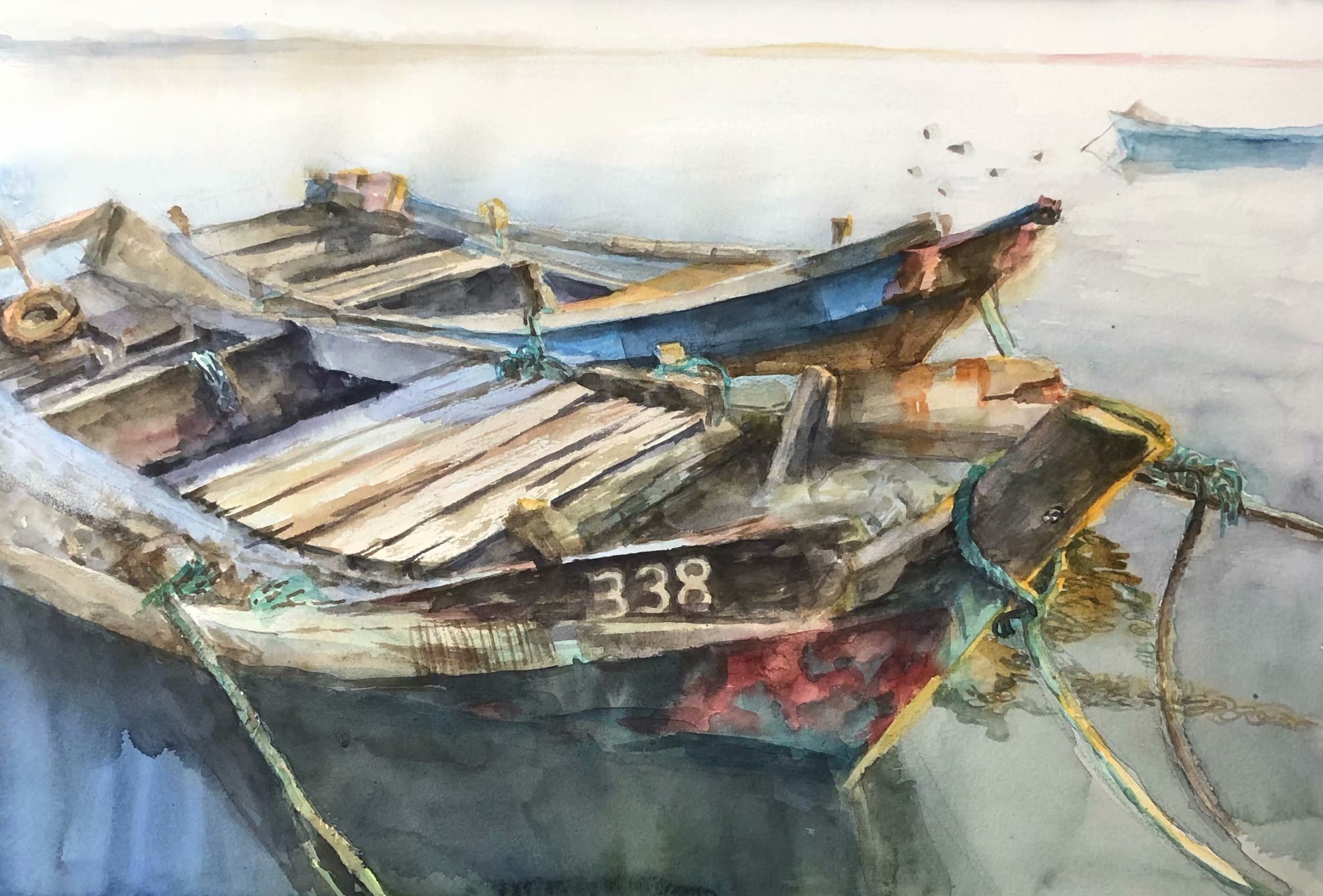 停靠的渔船|纯艺术|绘画|酱酱子1111 - 原创作品 - 站酷 (zcool)