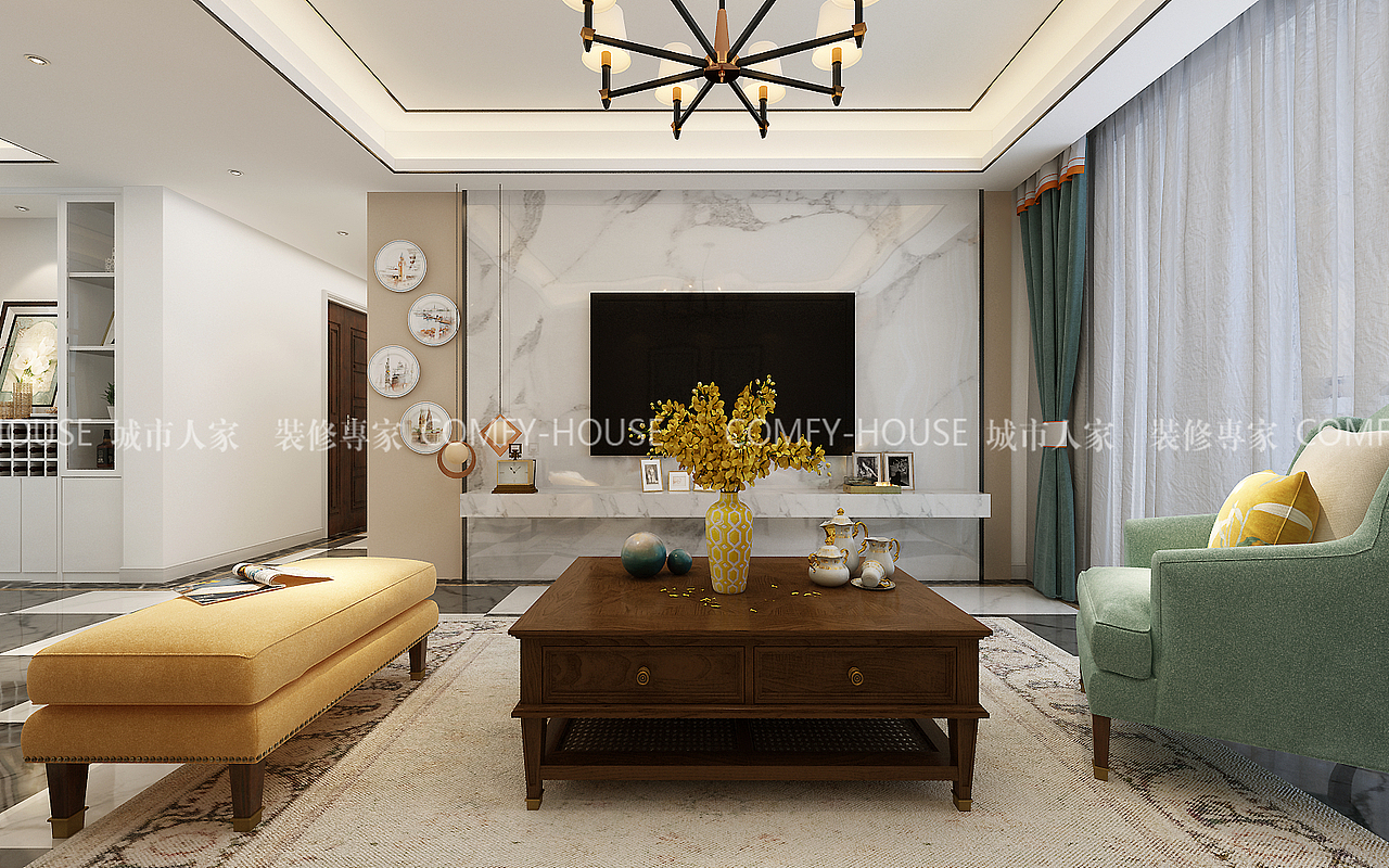 山水泉城现代美式风格装修——济南城市人家装饰