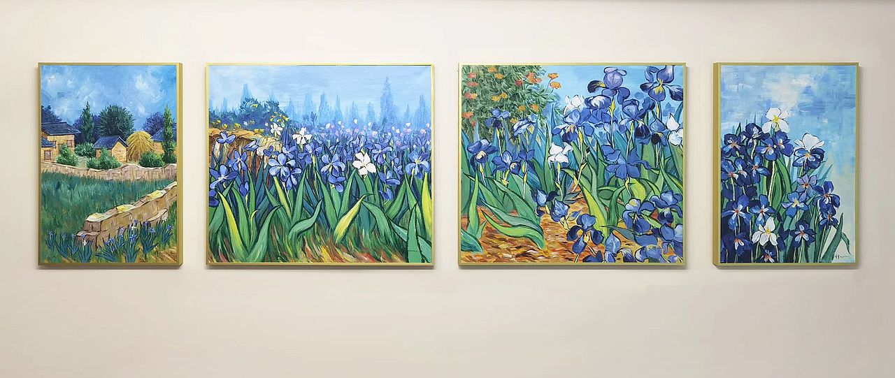 【释心绘匠工作室】鸢尾花主题的丙烯画