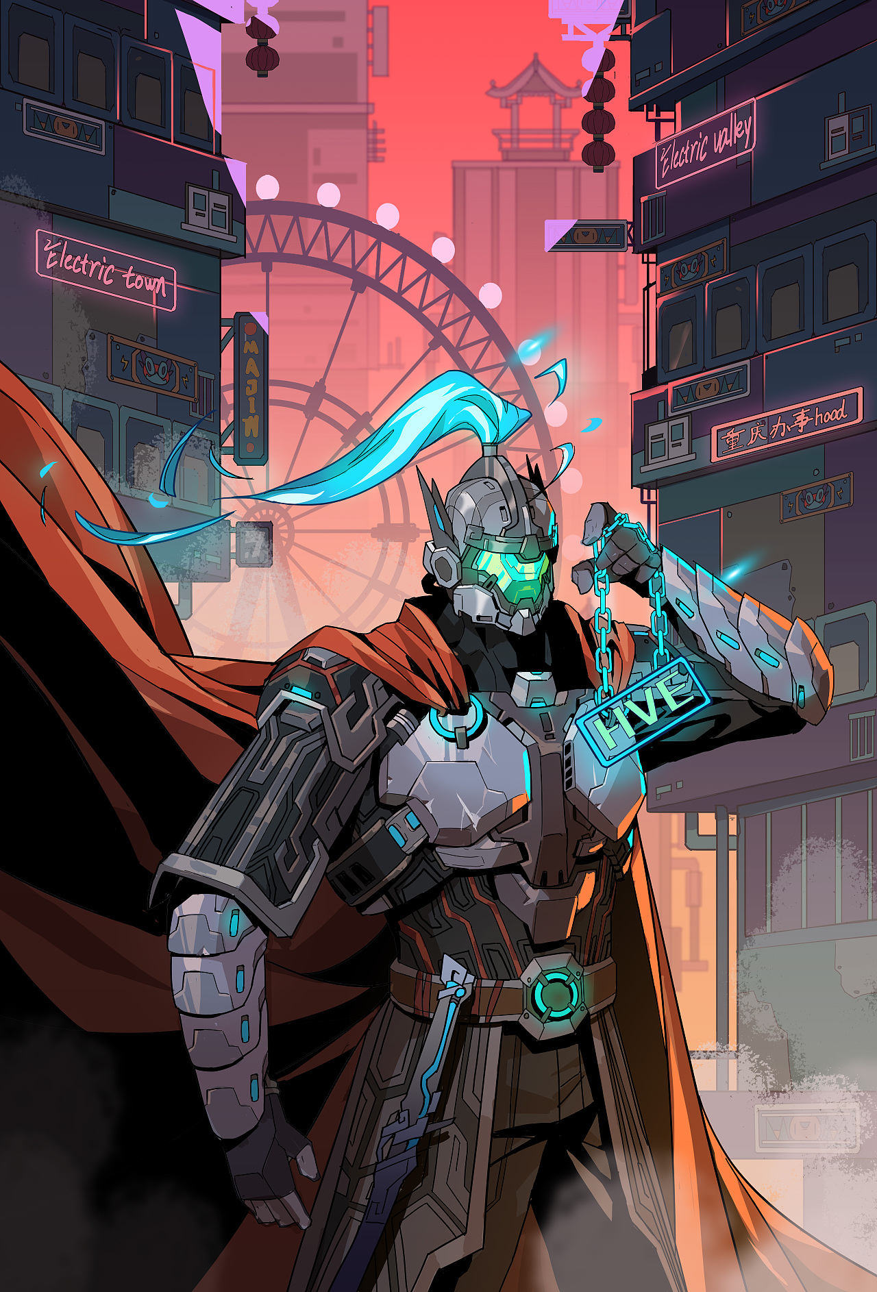 原创作品插画新锐潮流插画街头文化潮流文化国潮赛博朋克shadow moon