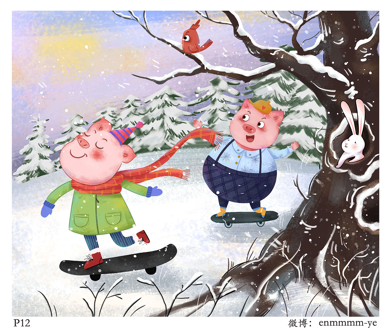 《小猪的冬天》（图ZMTgwMDc4NTgw） - 儿童插画 - 站酷设计师叶木子原创素材 - 站酷ZCOOL