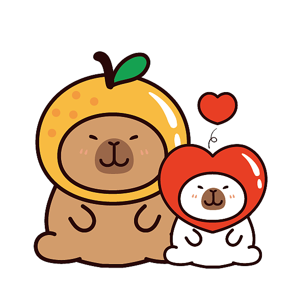 卡皮巴拉水豚萌萌IP卡通形象插画表情包设计水果系列