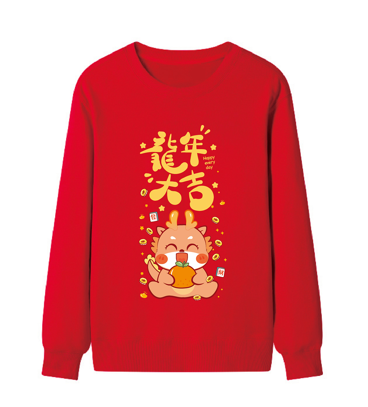 小飞龙IP龙年服饰新年衣服卫衣T恤生肖服饰红色烫画