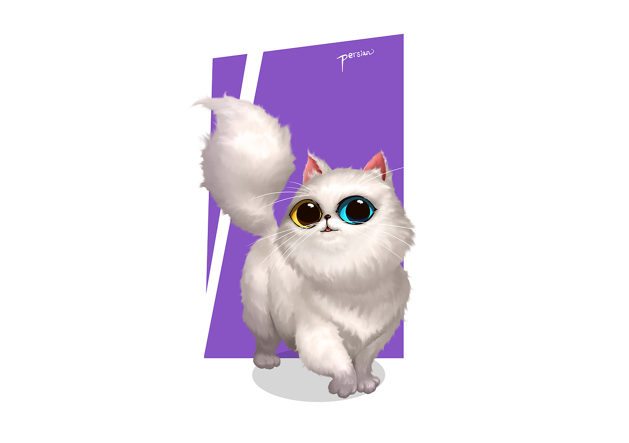 系列猫咪原画-加菲,布偶,波斯,黑猫,暹罗,折耳