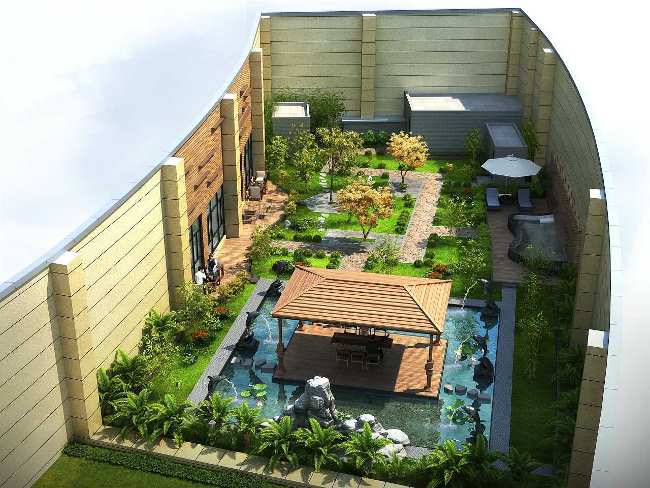 新中式花园洋房效果图下载-光辉城市