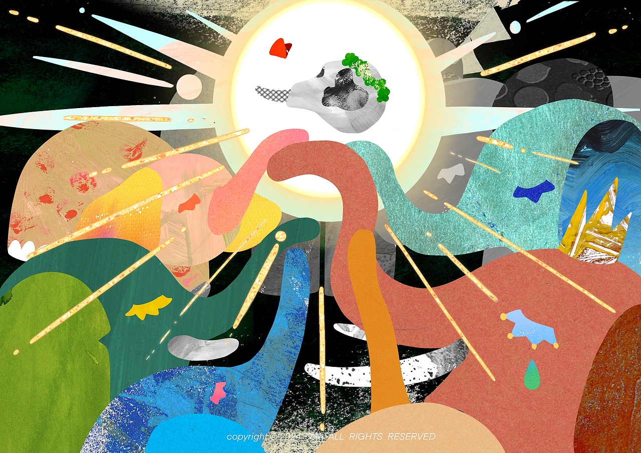 原创拼贴插画🐘《How to say goodbye》