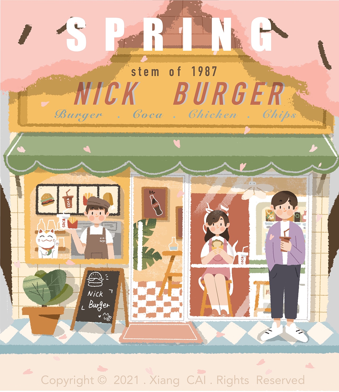 四季門店系列（圖ZMjQxNTQyMzYw） - 商業(yè)插畫 - 站酷設(shè)計(jì)師香菜的蛋炒飯店原創(chuàng)素材 - 站酷ZCOOL