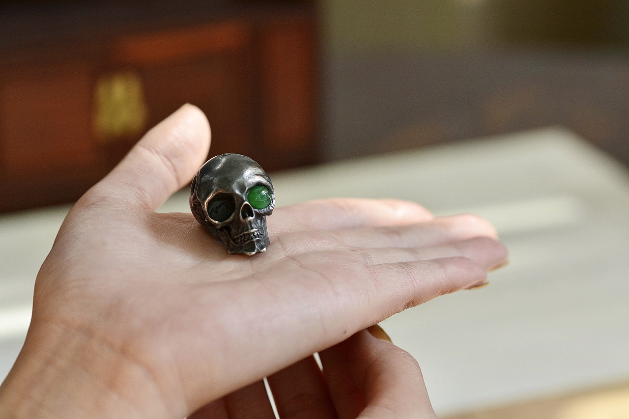 设计师作品|骷髅头翡翠吊坠