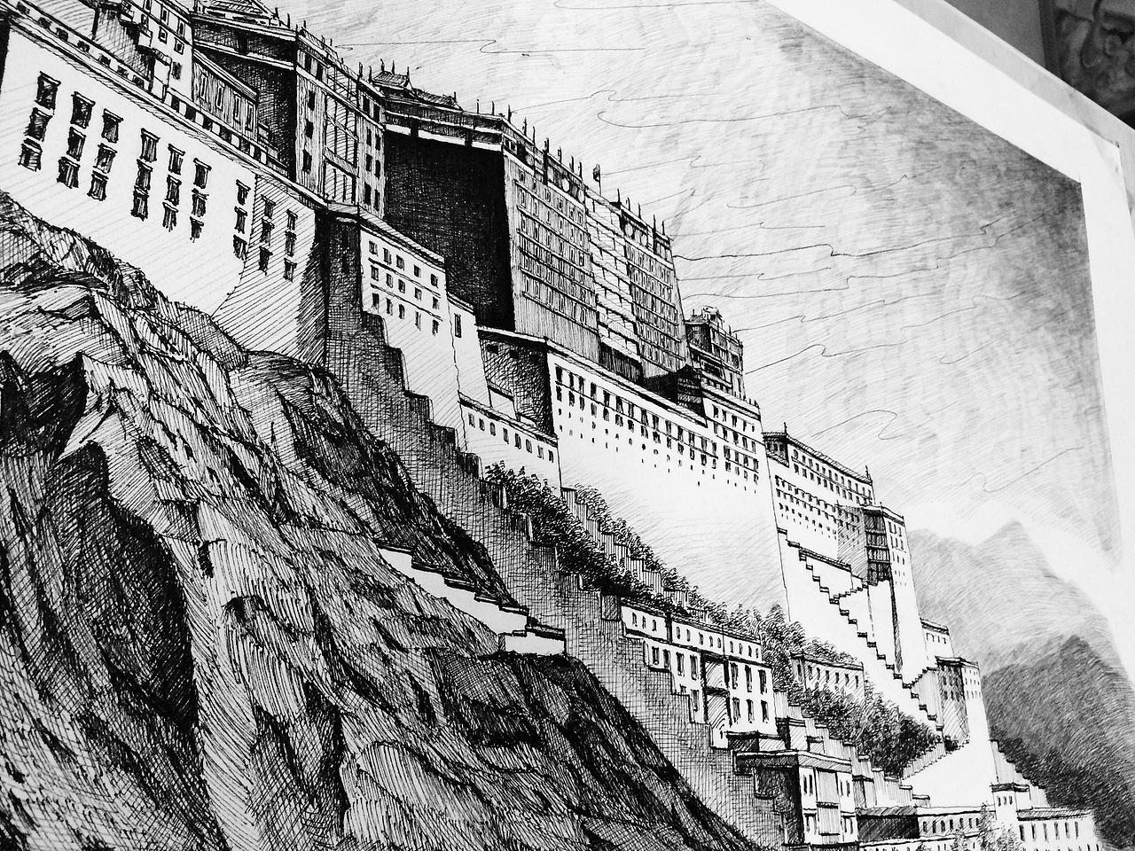 布达拉宫钢笔画系列