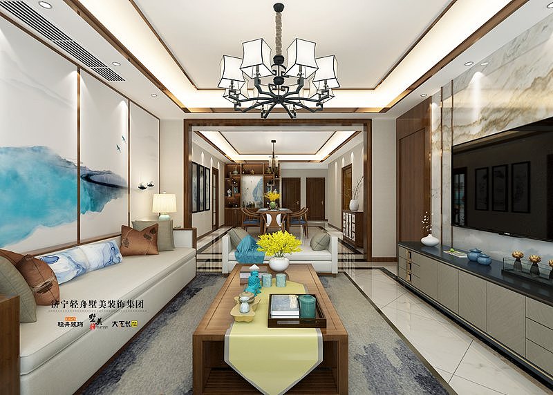 华城·宏河美地A户型198平方新中式风格装修设计方案