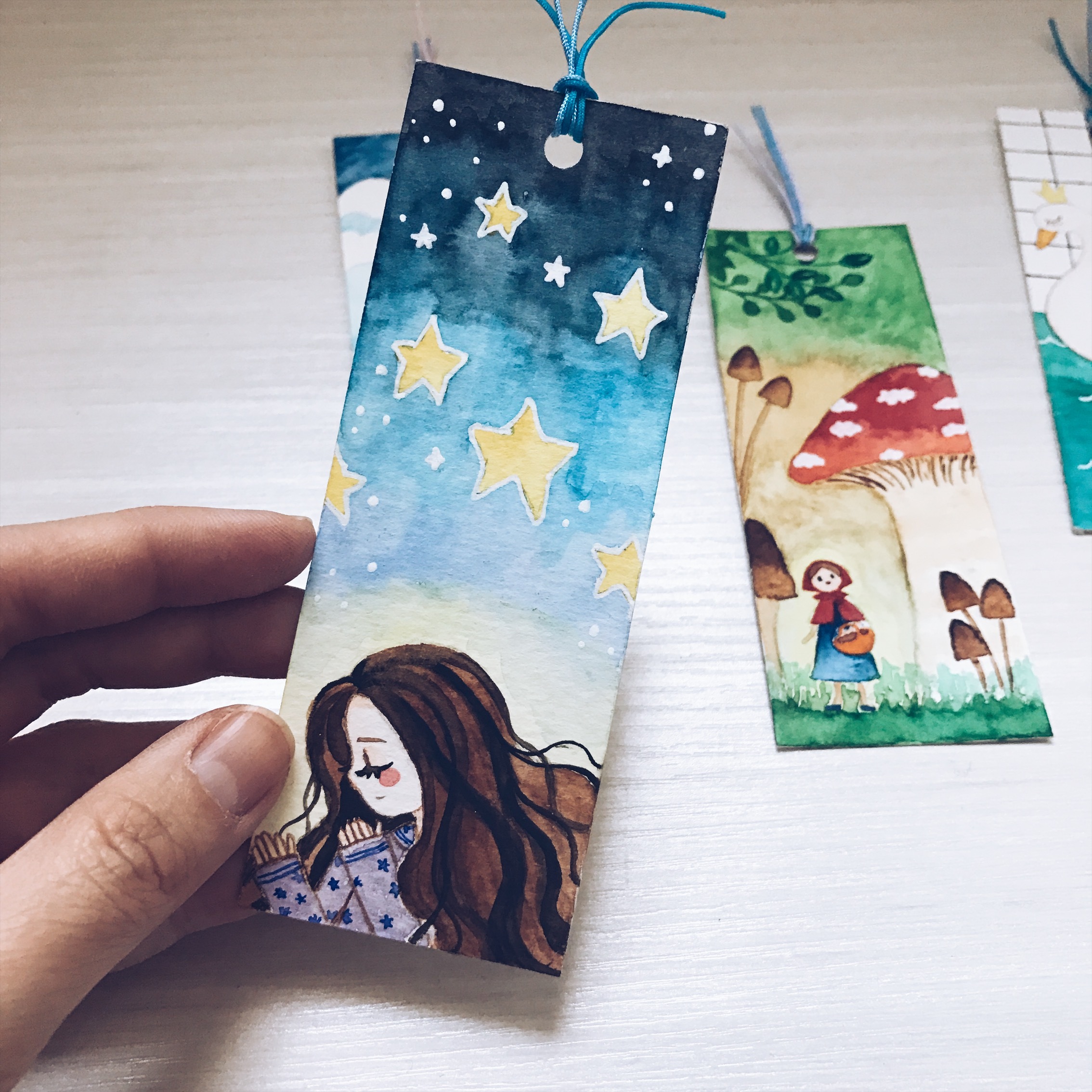 「原创」书签里的小世界 水彩手绘练习|插画|涂鸦/潮流|团小丸子