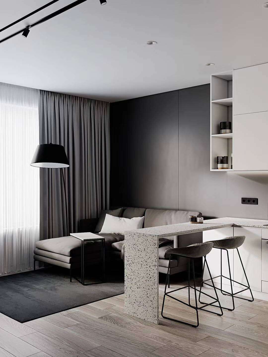 现代黑白灰效果图|空间|室内设计|lulie520 - 原创作品 - 站酷 (ZCOOL)