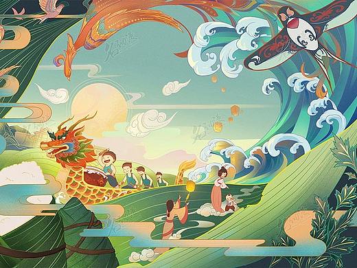 端午节赛龙舟吃粽子