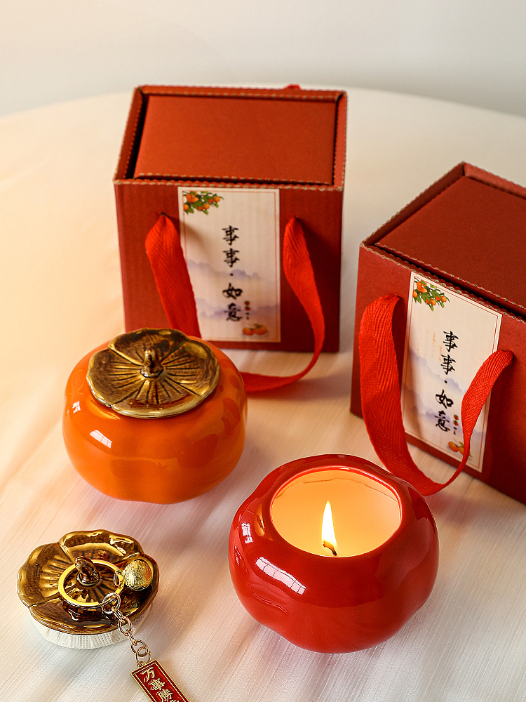 柿子蜡烛摆件#静物拍摄|家居装饰品产品拍摄