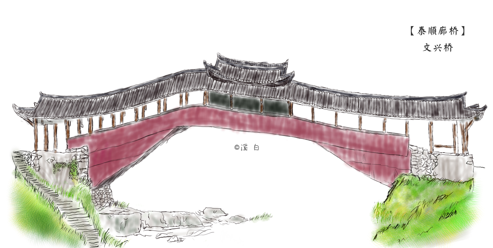 手绘南京大桥图片素材免费下载 - 觅知网