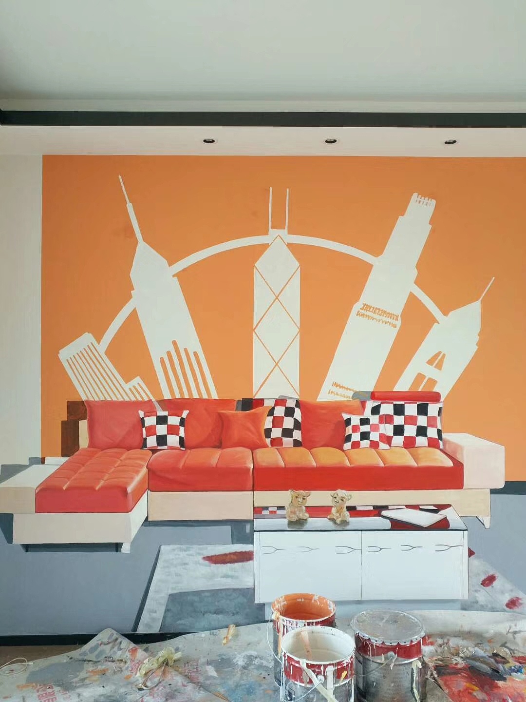 样板房墙绘样板间彩绘清水样板间彩绘