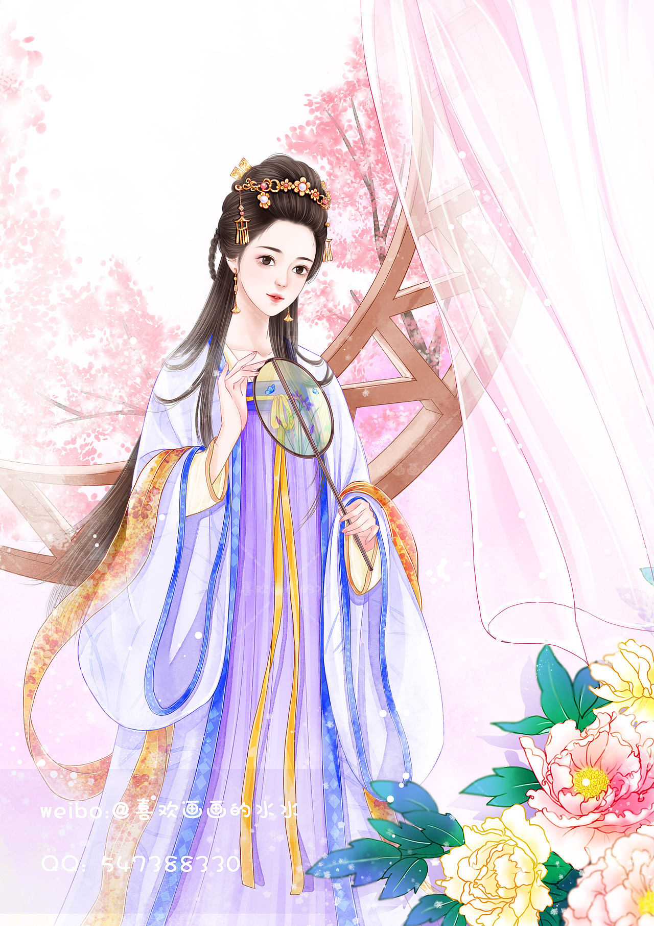 古风少女练习（图ZMjQ4NTUxNjgw） - 商业插画 - 站酷设计师水水插画原创素材 - 站酷ZCOOL