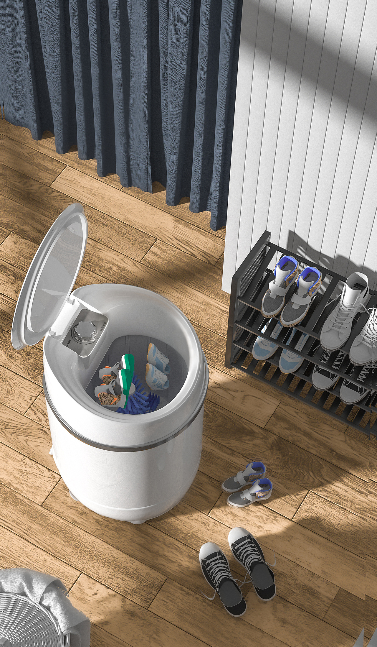 奥克斯洗鞋机（产品渲染+主图+页面）