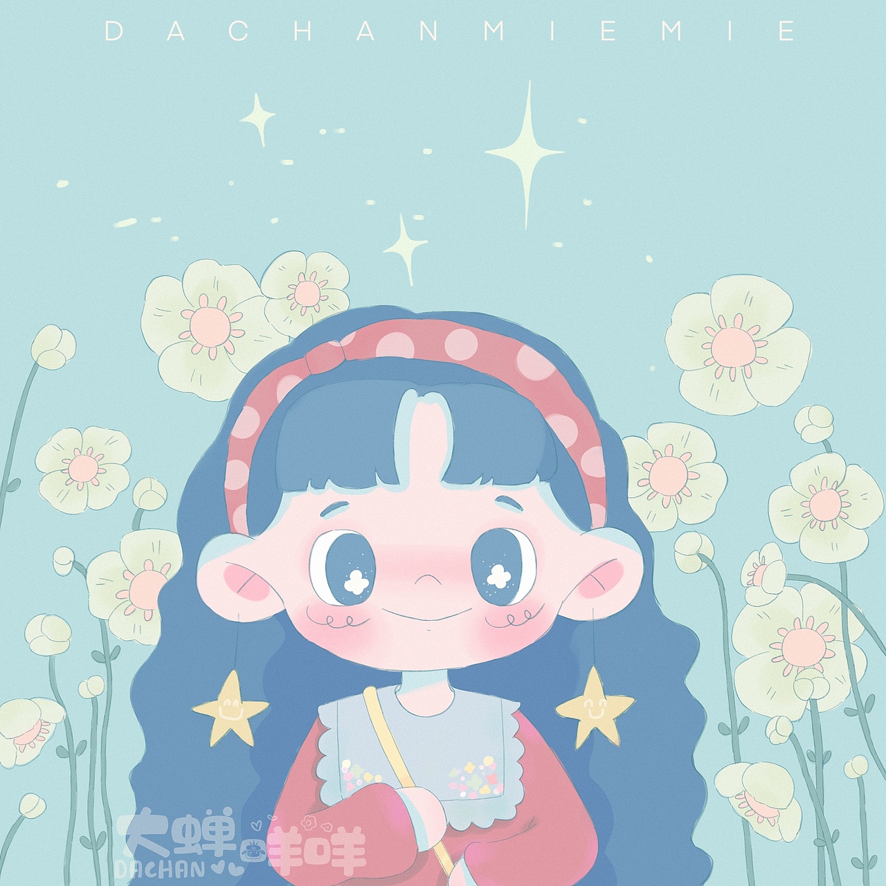 少女与花|儿童插画