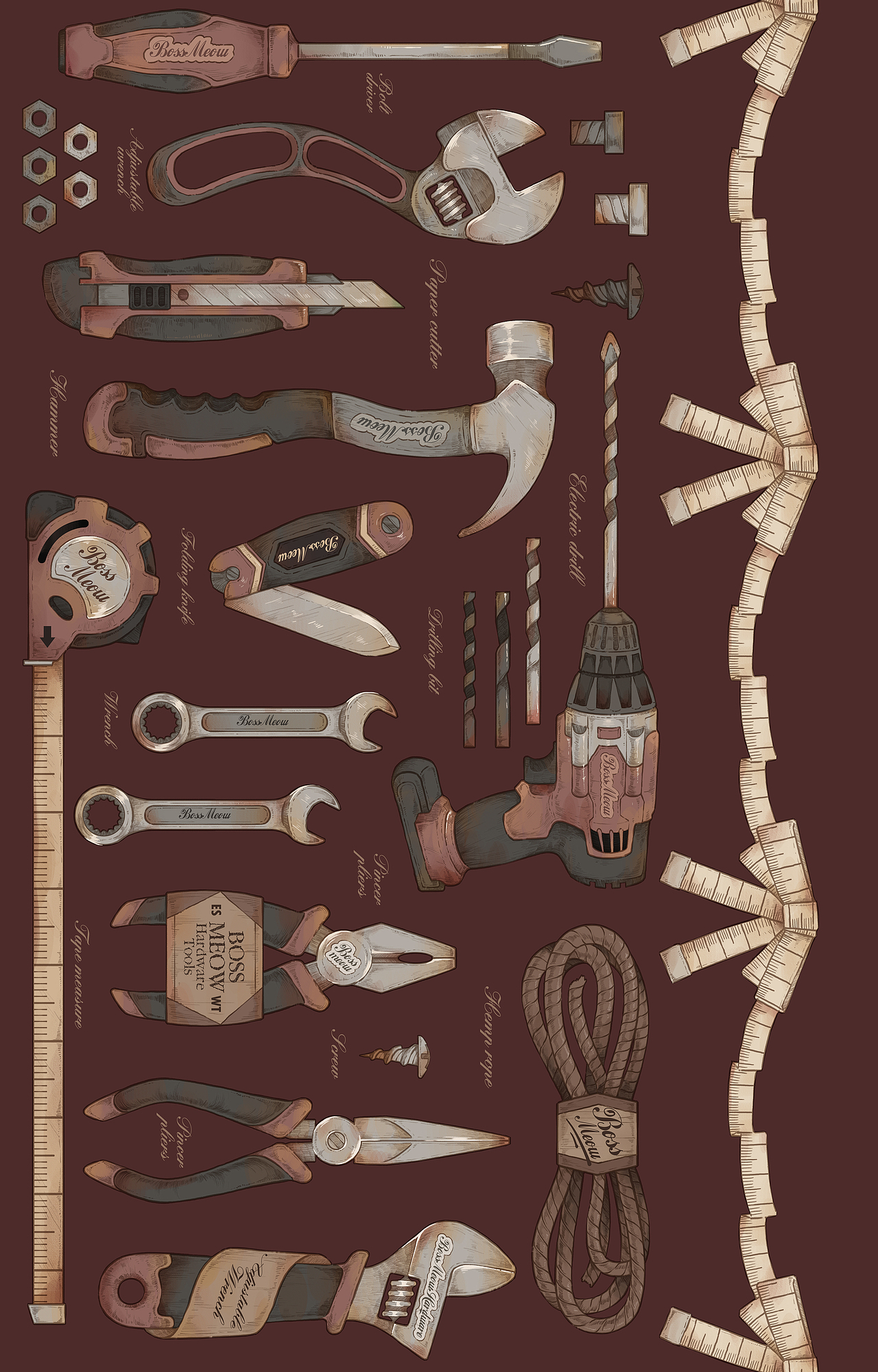 【画个锤子】复古风五金工具插画（图ZMjI3OTU5MjQw） - 商业插画 - 站酷设计师桃伯伯TAOPAIPAI原创素材 - 站酷ZCOOL