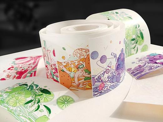 《彩虹果汁》文创手账和纸胶带+配套贴纸