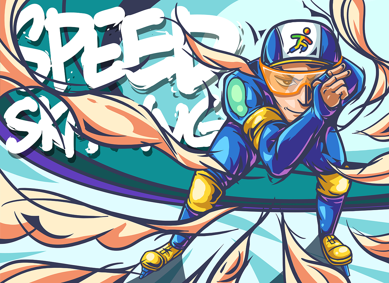速滑荣光（图ZMTIwOTIzNDU2） - 商业插画 - 站酷设计师郭少侠GJF原创素材 - 站酷ZCOOL