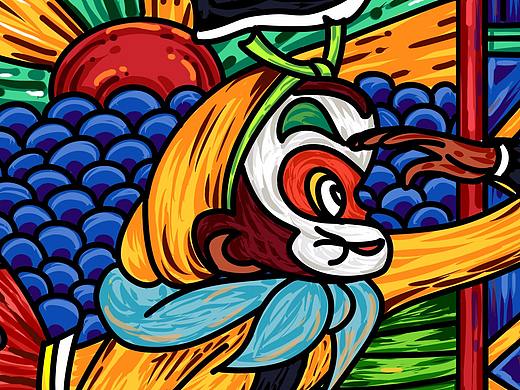 猴踩头（好彩头）（个人主页-ZMjg2NDg1NDQ=） - 商业插画 - 站酷设计师ZEMU菠萝君原创素材 - 站酷ZCOOL