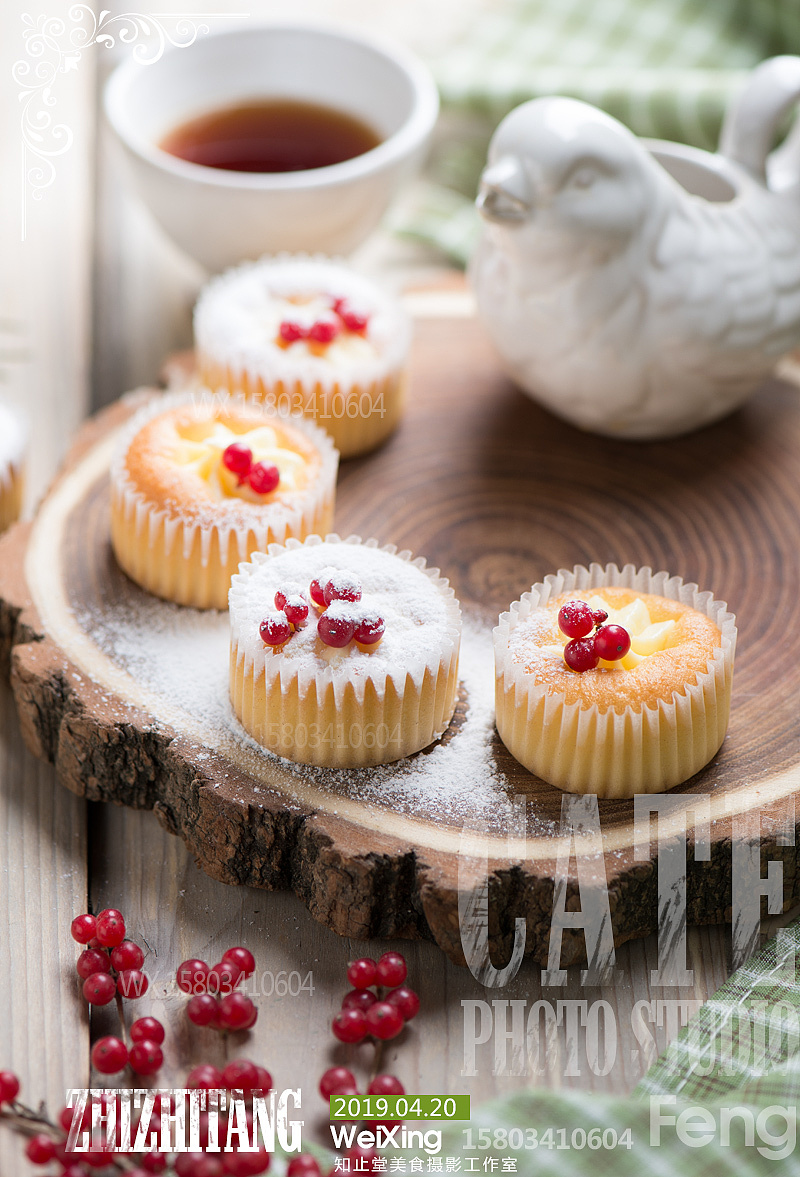 烘焙蛋糕拍摄 美食摄影山西食品拍摄 撒了糖粉的小蛋糕
