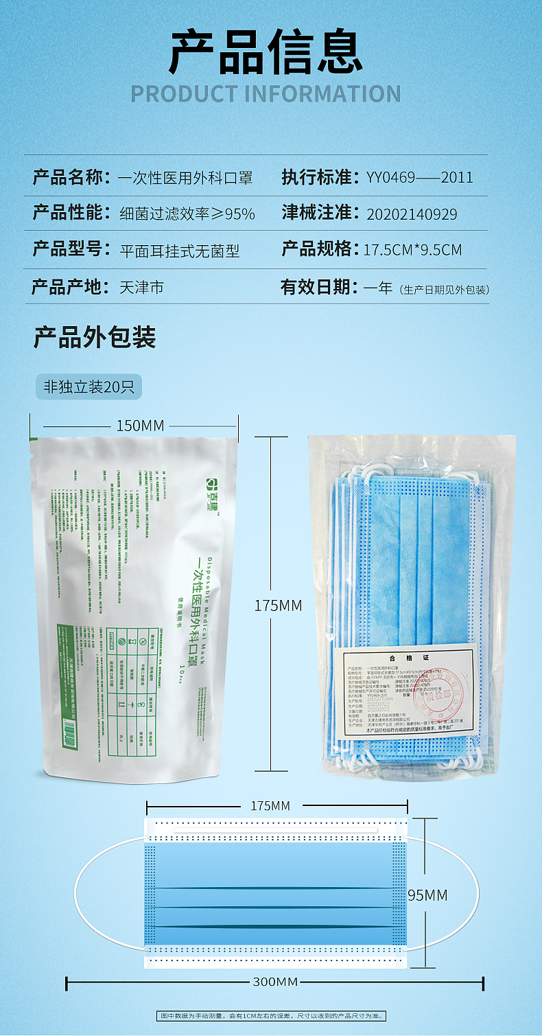 一次性医用外科口罩主图详情页设计