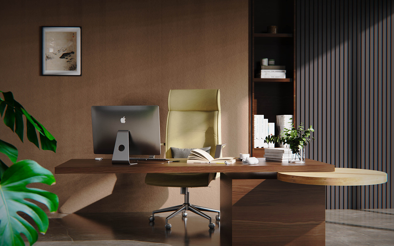 室内电脑办公桌电脑耳机keyshot场景|三维|场景|米尼工业设计坊