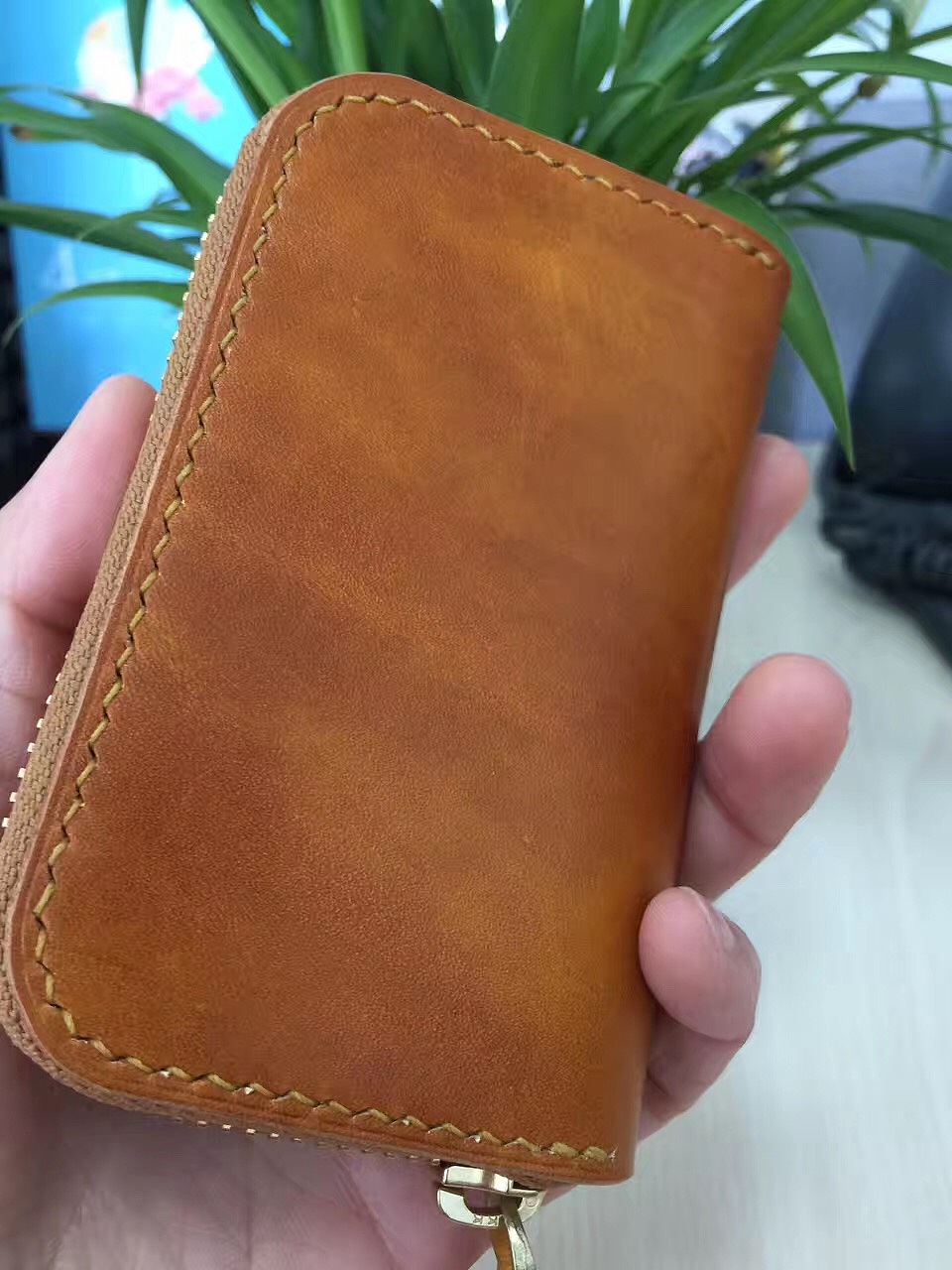 手工素面拉链钥匙包