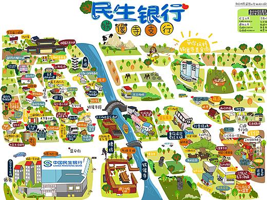 民生银行铁像寺支行手绘美食地图设计