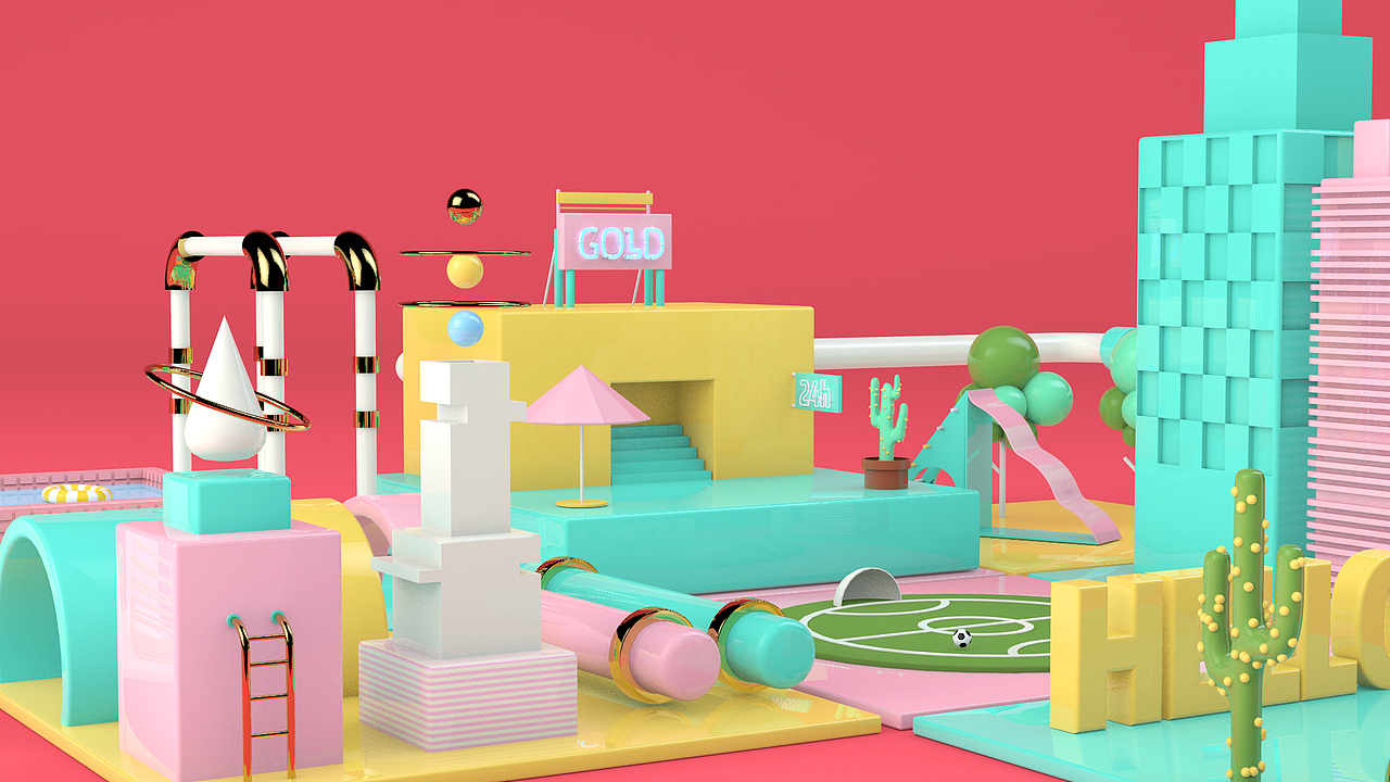 C4D 作品《HELLO！》（图ZODUyODU0ODQ=） - 运营设计 - 站酷设计师帅熊原创素材 - 站酷ZCOOL