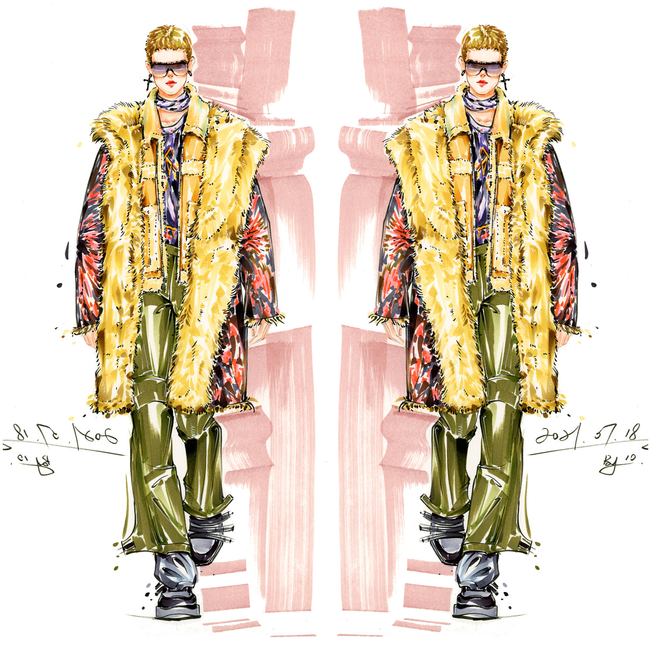 服装设计考研手绘——皮草面料表现