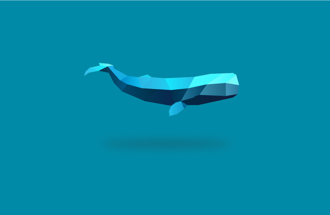 扁平化作品练习&折纸效果鲸鱼