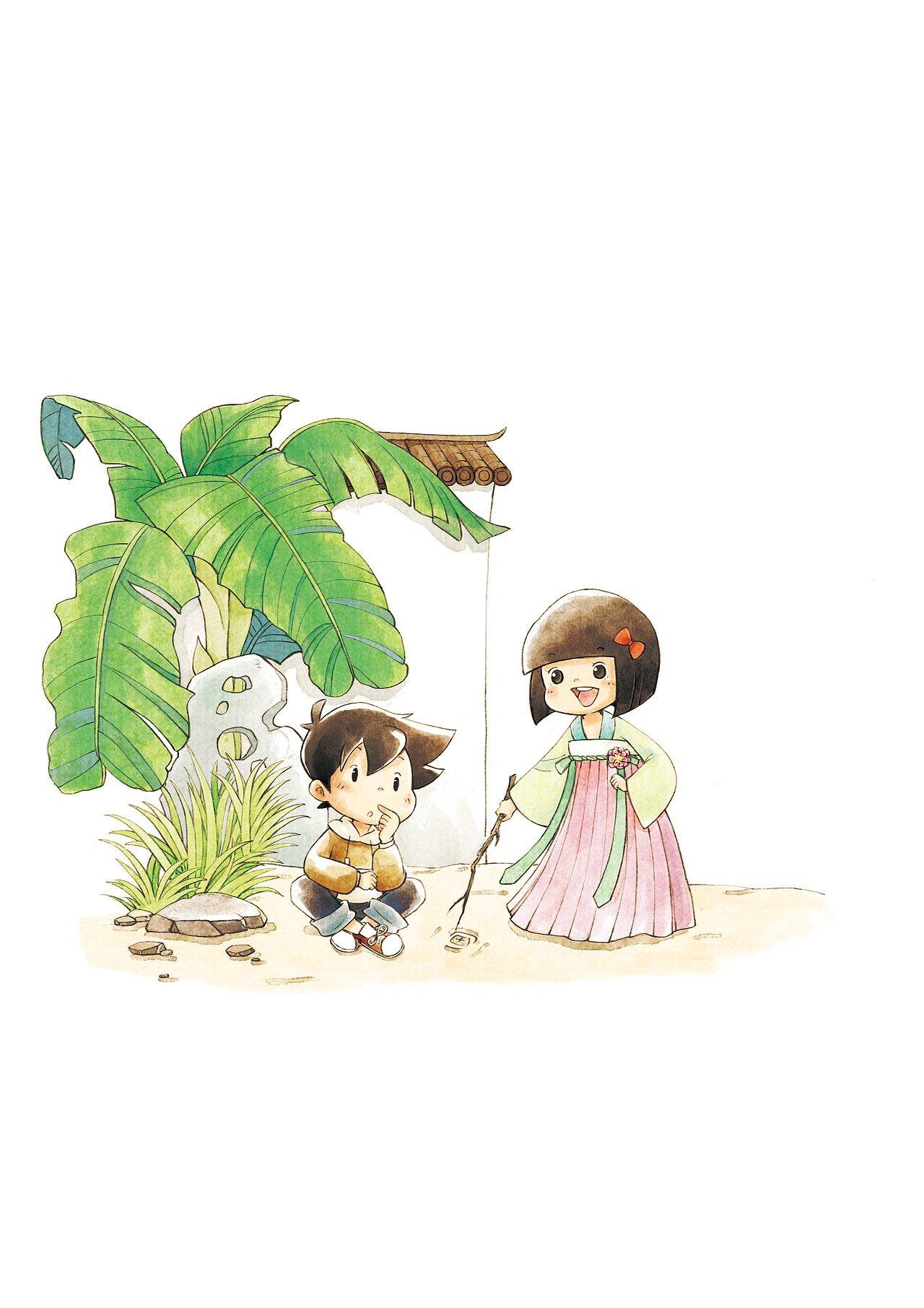 之前画的关于古代的儿童插图