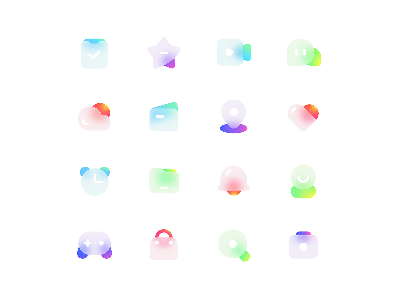 毛玻璃图标设计练习（图ZMjQ2NDg1OTQw） - 图标 - 站酷设计师爱学习的小笨猪原创素材 - 站酷ZCOOL