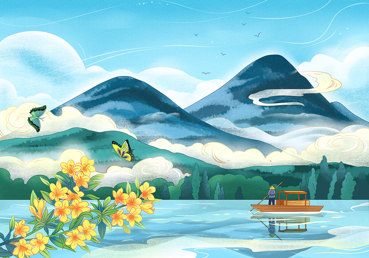 杭州十景手绘图（图ZMjk0ODE1MjY4） - 商业插画 - 站酷设计师晓绘趣味策划原创素材 - 站酷ZCOOL