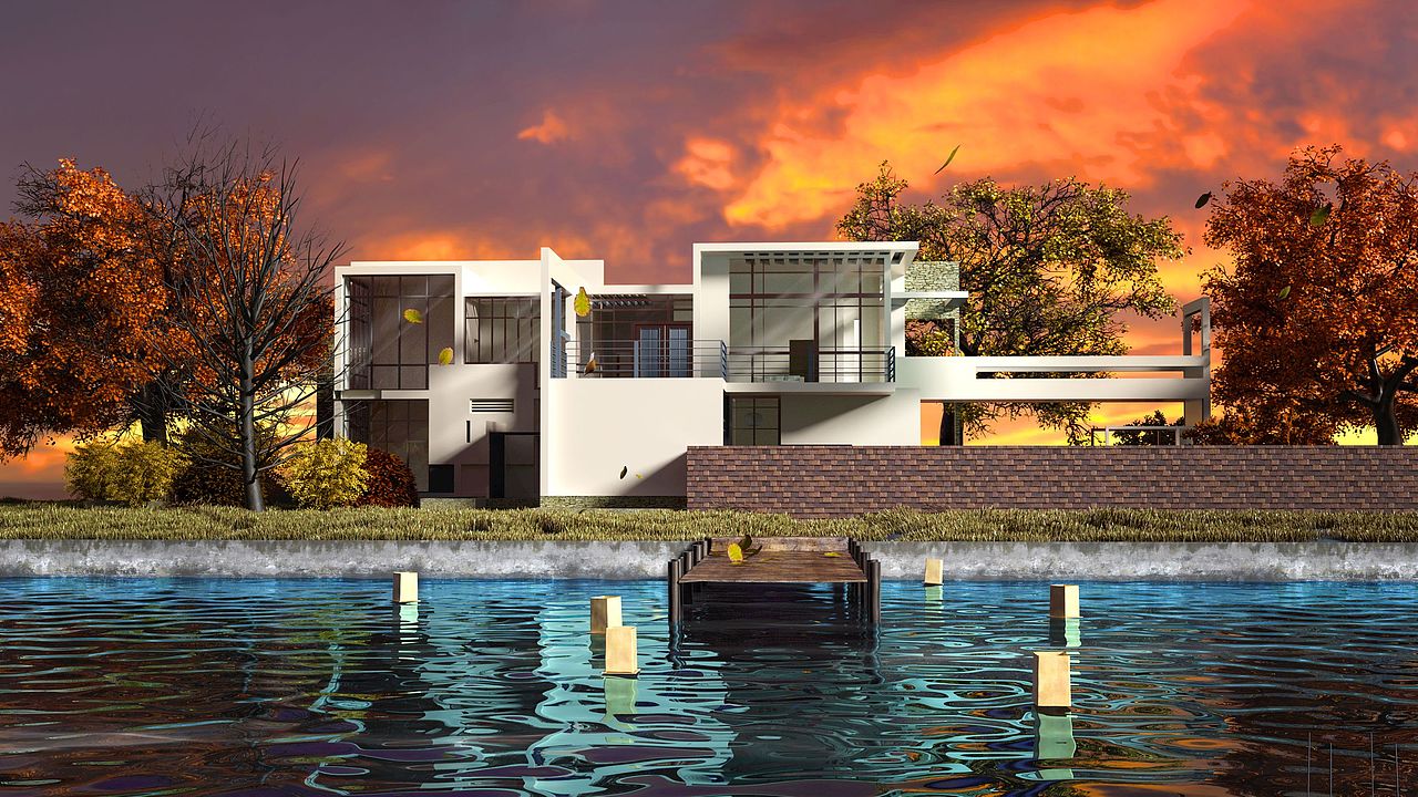 作者：冀优秀		
创作说明：《买不起就渲一个》系列之大别野<br>模型来自网络  CR渲染练习